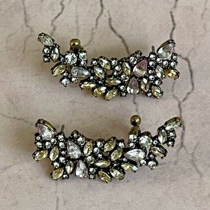 BaubleBar Women’s Crystal Petunia Crawler Earrings Pink/Champagne EUC Size OS